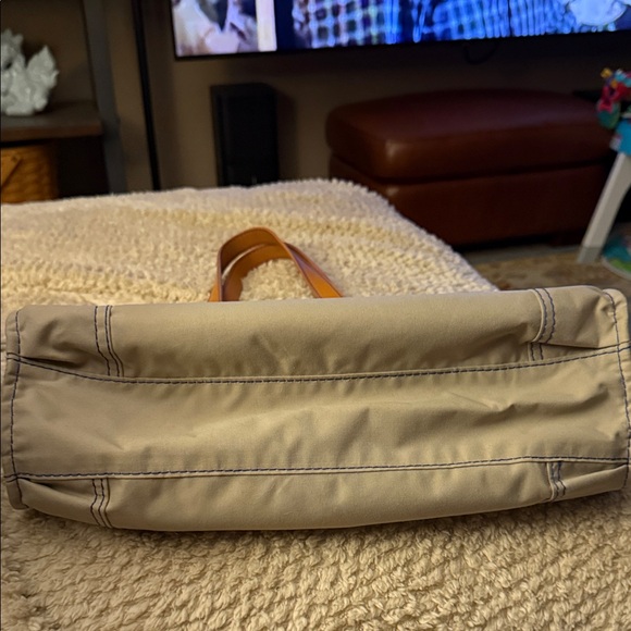 Lacoste Light Beige Nylon Tote with Brown Leather Handles - Picture 4 of 16